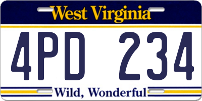 WV license plate 4PD234