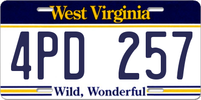 WV license plate 4PD257