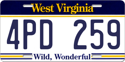 WV license plate 4PD259