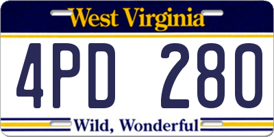 WV license plate 4PD280