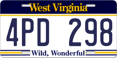 WV license plate 4PD298
