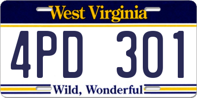 WV license plate 4PD301