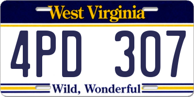 WV license plate 4PD307