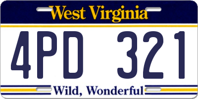 WV license plate 4PD321