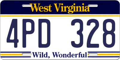 WV license plate 4PD328