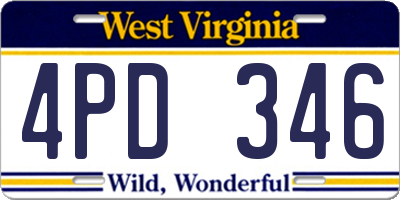WV license plate 4PD346