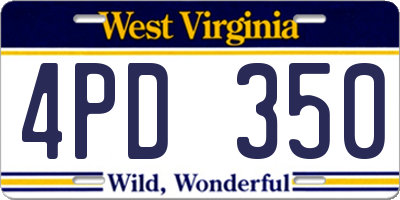 WV license plate 4PD350