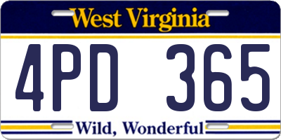 WV license plate 4PD365