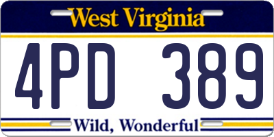 WV license plate 4PD389
