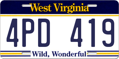 WV license plate 4PD419