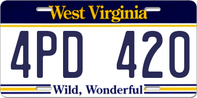 WV license plate 4PD420
