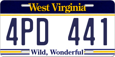 WV license plate 4PD441