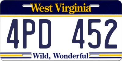 WV license plate 4PD452
