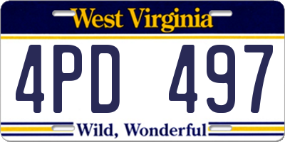 WV license plate 4PD497