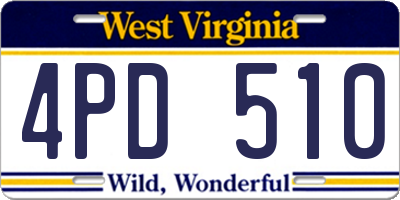 WV license plate 4PD510