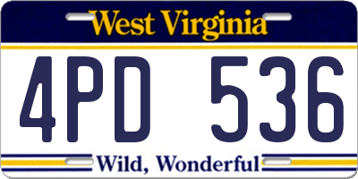 WV license plate 4PD536