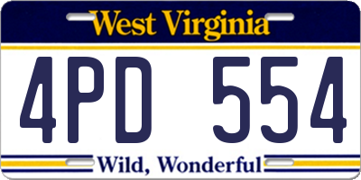 WV license plate 4PD554