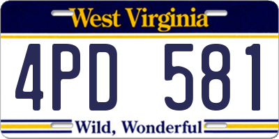 WV license plate 4PD581