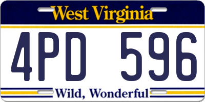 WV license plate 4PD596