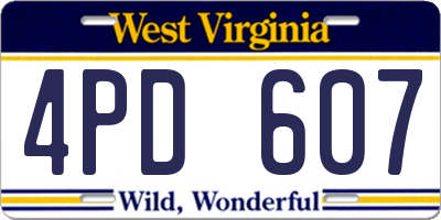 WV license plate 4PD607