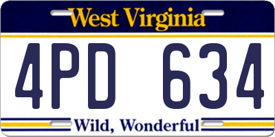 WV license plate 4PD634