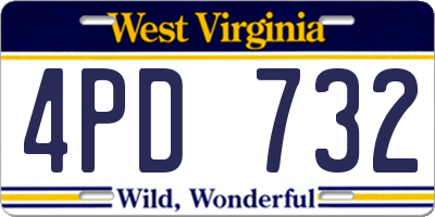 WV license plate 4PD732