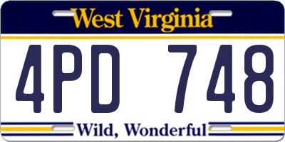 WV license plate 4PD748
