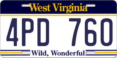 WV license plate 4PD760