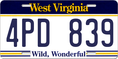 WV license plate 4PD839