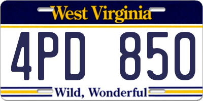 WV license plate 4PD850