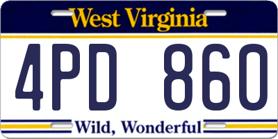WV license plate 4PD860