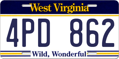 WV license plate 4PD862