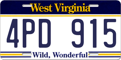 WV license plate 4PD915