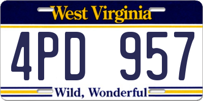 WV license plate 4PD957