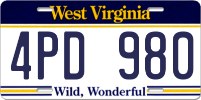 WV license plate 4PD980