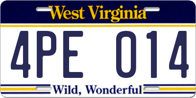 WV license plate 4PE014