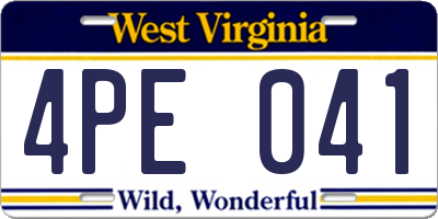WV license plate 4PE041