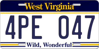 WV license plate 4PE047