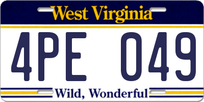 WV license plate 4PE049