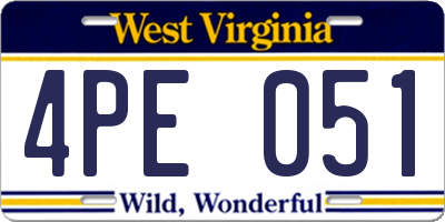 WV license plate 4PE051