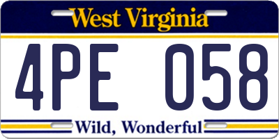 WV license plate 4PE058