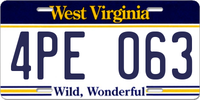 WV license plate 4PE063