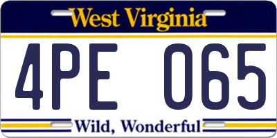 WV license plate 4PE065