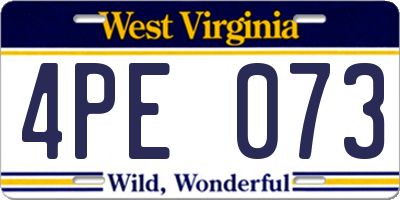 WV license plate 4PE073