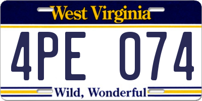 WV license plate 4PE074
