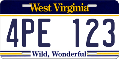 WV license plate 4PE123