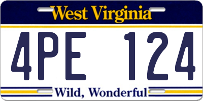 WV license plate 4PE124