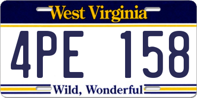 WV license plate 4PE158