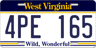WV license plate 4PE165