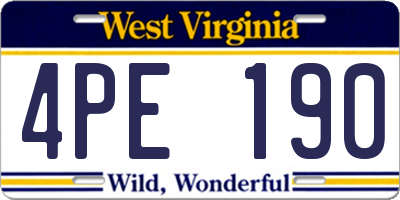 WV license plate 4PE190